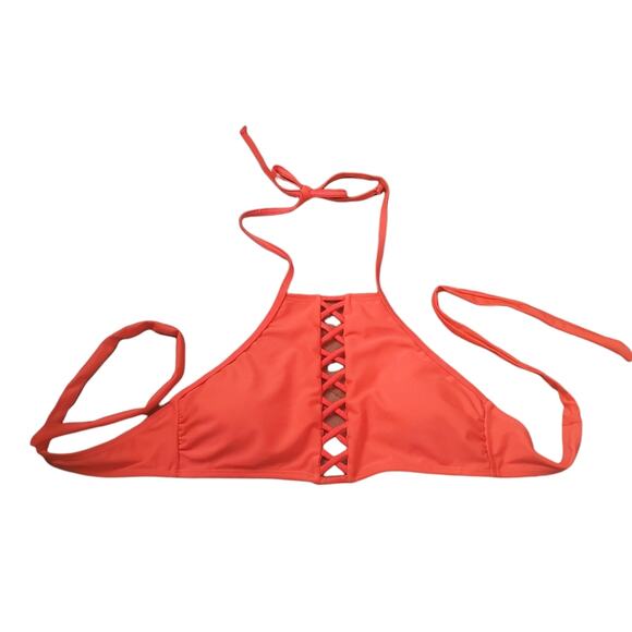 LIVE LOVE DREAM AEROPOSTALE HIGH NECK BIKINI TOP NEW WITHOUT TAGS MEDIUM RED - Picture 2 of 12